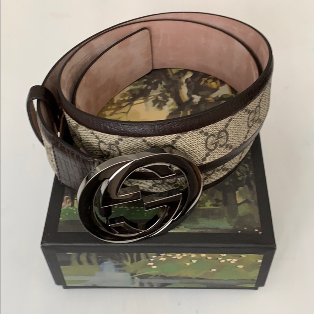 Gucci GG Supreme belt with G buckle 85 cm size M - Picture 2 of 8